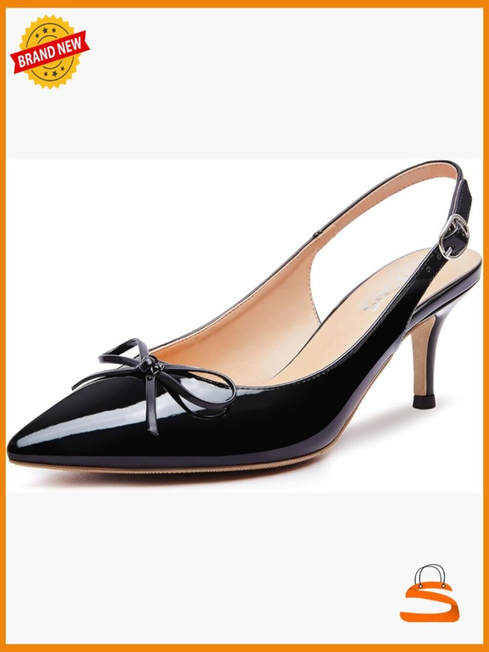 Slingback Kitten Heels Bow Pointed Toe Pumps Low Heel Dress Party Shoes